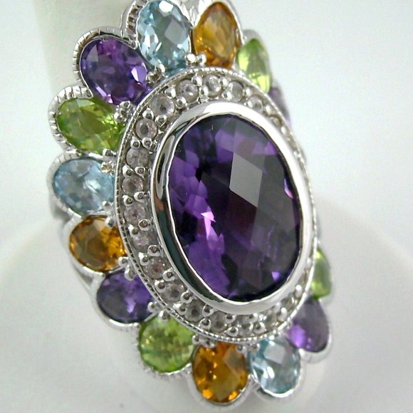 Sima K 9.66ct Amethyst & Multigem Oval Ring - Picture 6 of 8